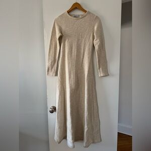 Christy Dawn long sleeve dress in cream knit, fleece lined, size S